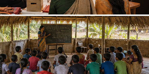 AI-generated rural classroom scene