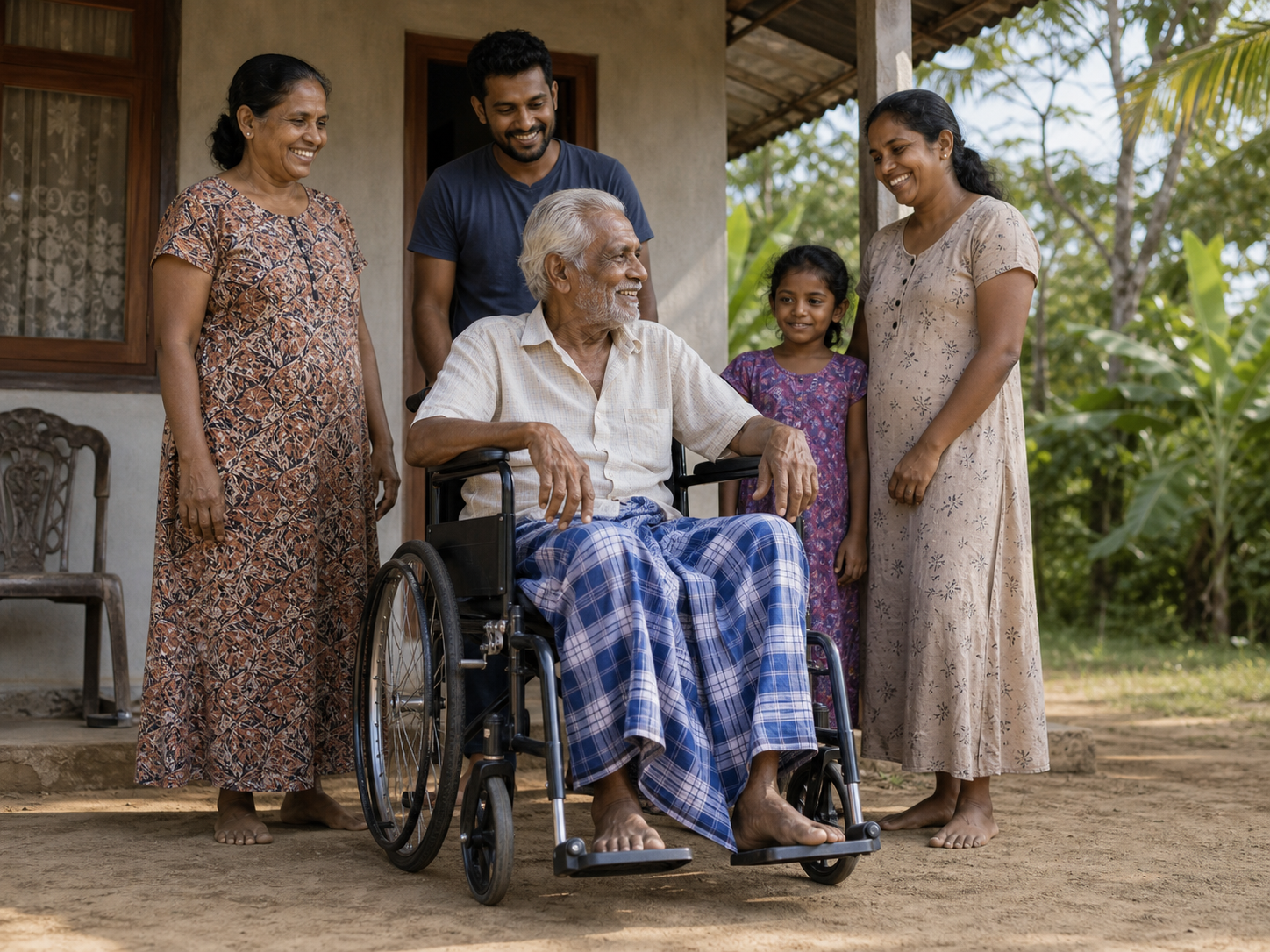 AI-generated wheelchair mobility impact scene
